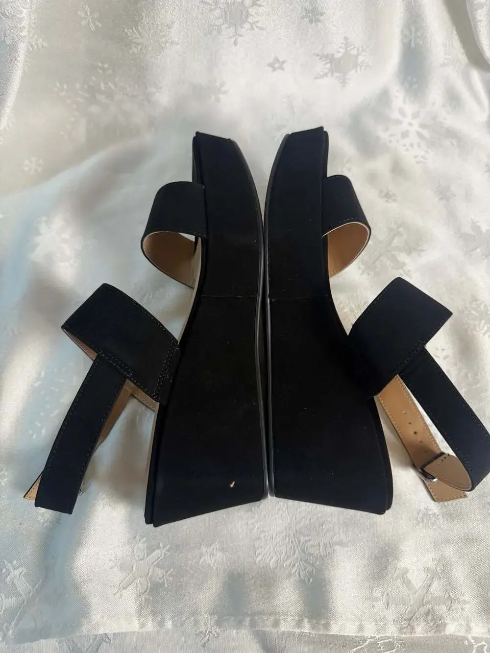 Style & Co Ardenn Black Platform Wedge Sandals Double Strap Y2K Womens 7.5